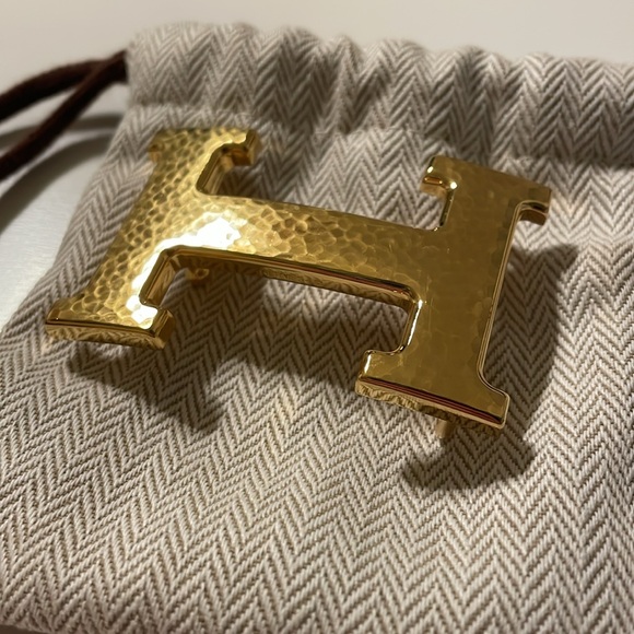 Hermes hammered finish matte gold belt buckle for 32 cm width belt straps - Picture 4 of 9